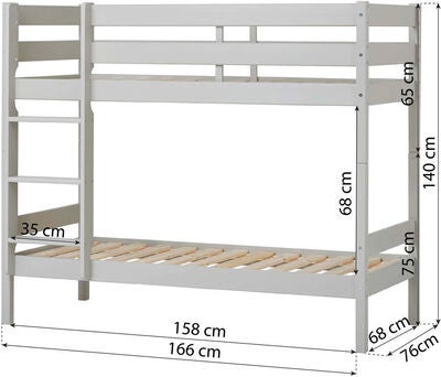 Hoppekids ECO Comfort Køyeseng 70x160, Dove Grey