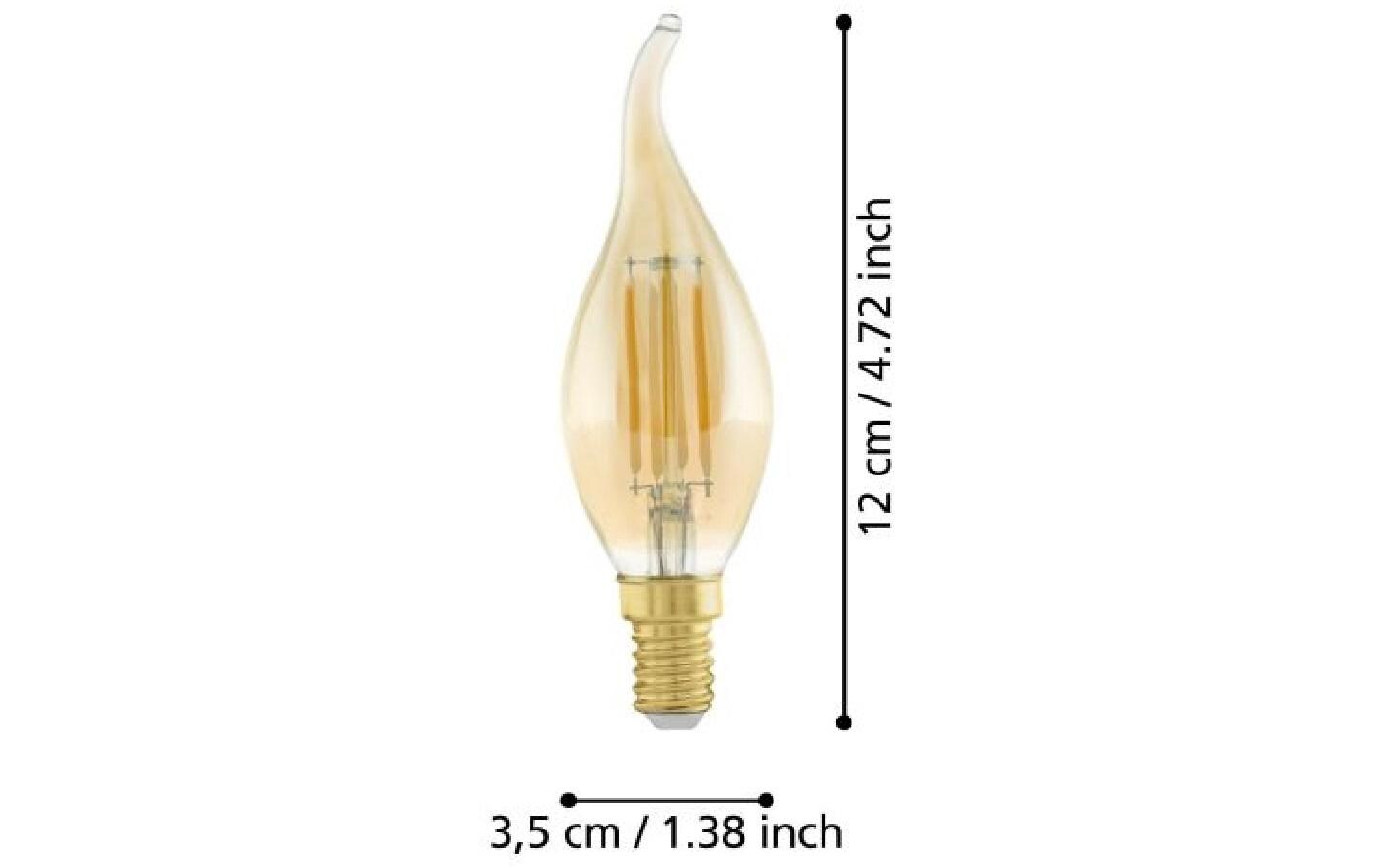 Lampe 4 W E14 WarmweissLED-Glühbirne aus amberfarbenem Glas in Kerzenform