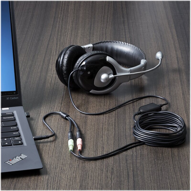StarTech.com Adaptateur pour casque avec prises pour écouteur et microphone séparées - Mini-Jack 3,5mm 1x (M) 2x (F) - Noir