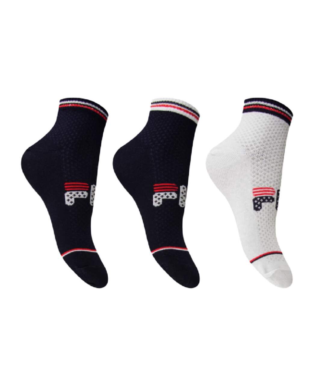 X3 Paires de Chaussettes Blanche/Marine Femme Fila