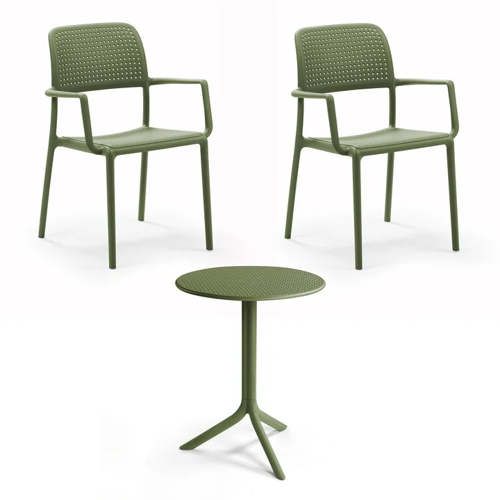 Nardi - Bora Armlehnstuhl (2x)   Step Tisch, agave