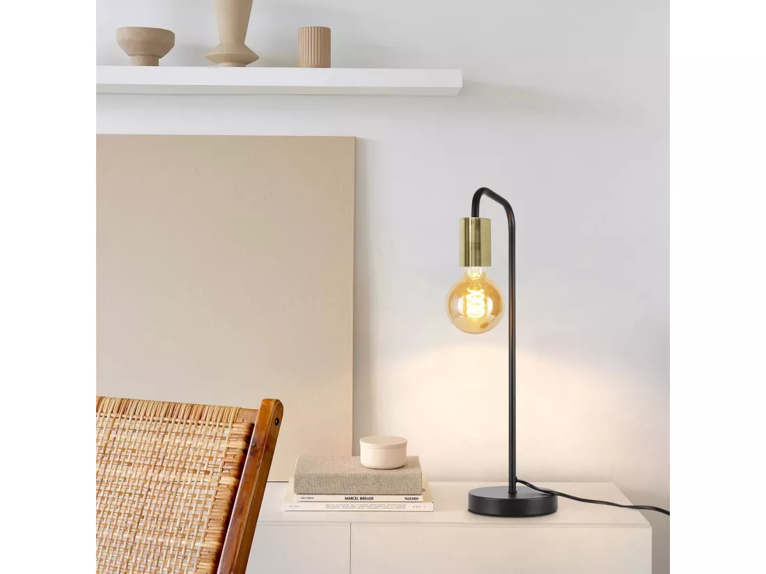 NETTLIFE lampe de table Vintage lampe de chevet salon - noir or industriel E27 lampe de table enfants dans chambre veilleuse