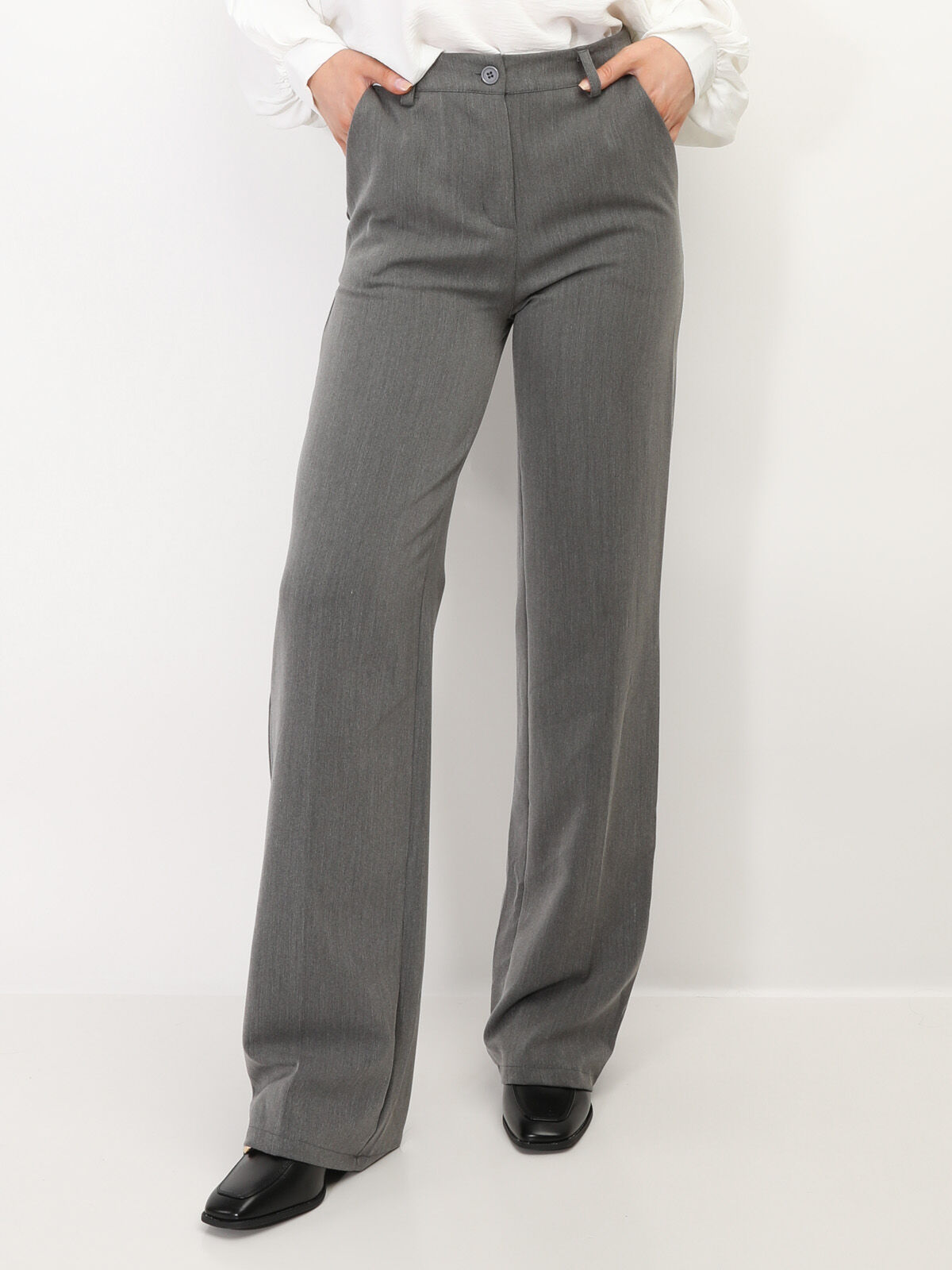 Pantalon tailleur wide leg- Gris