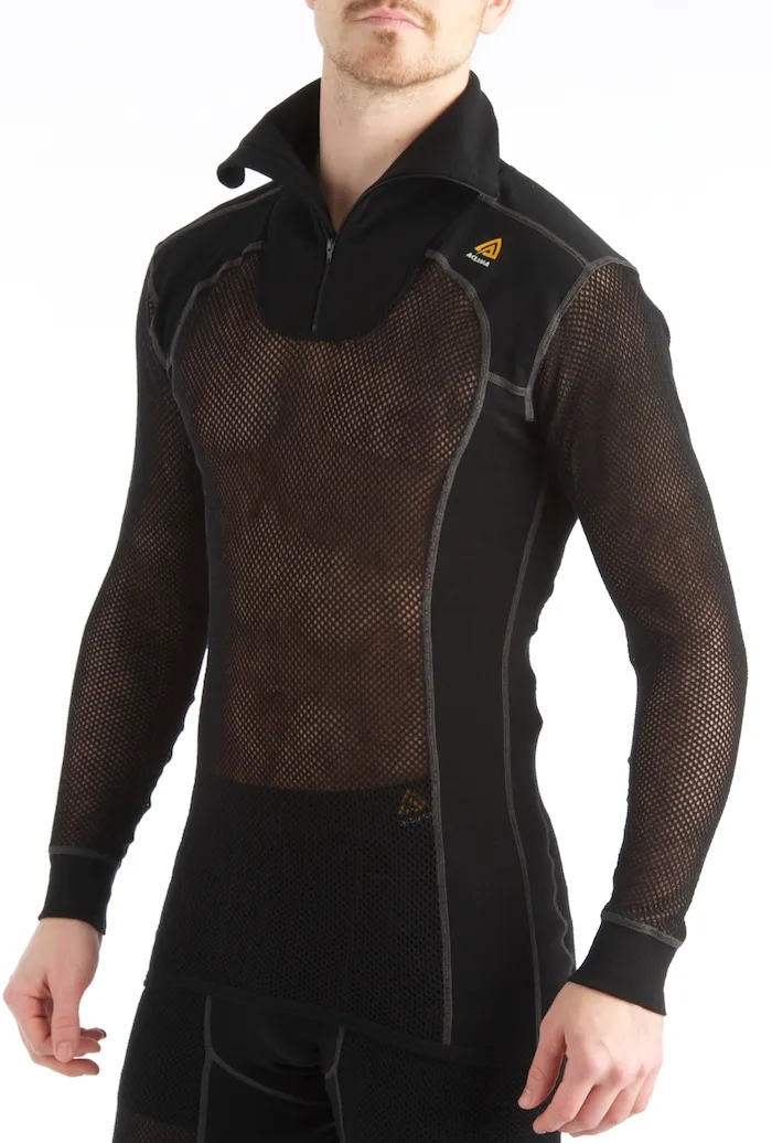 Aclima Woolnet Polo With Zip Men's Jet Black