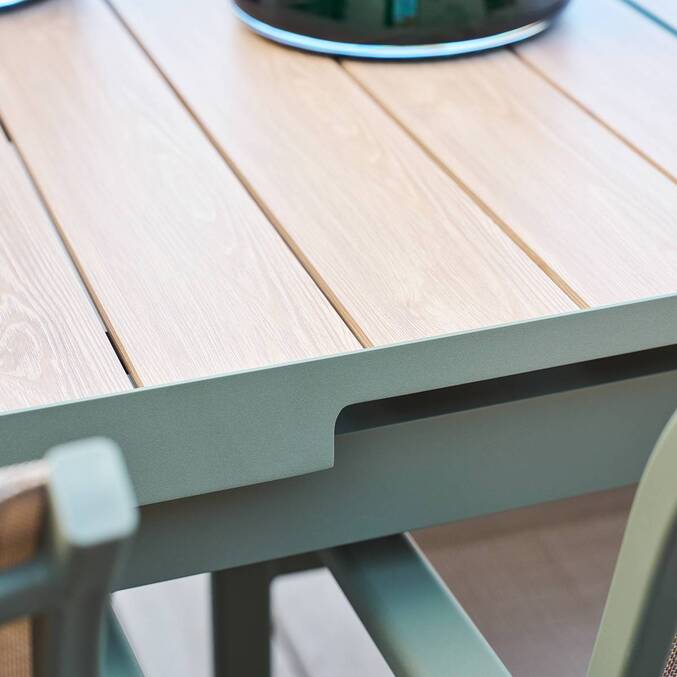 Table de jardin extensible rectangulaire EVASION Lin / Vert laurier