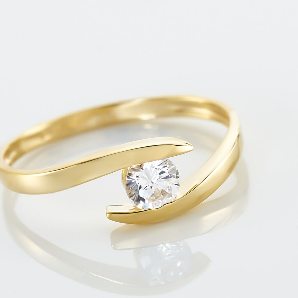 Bague Solitaire Camilia Or Jaune Oxyde De Zirconium