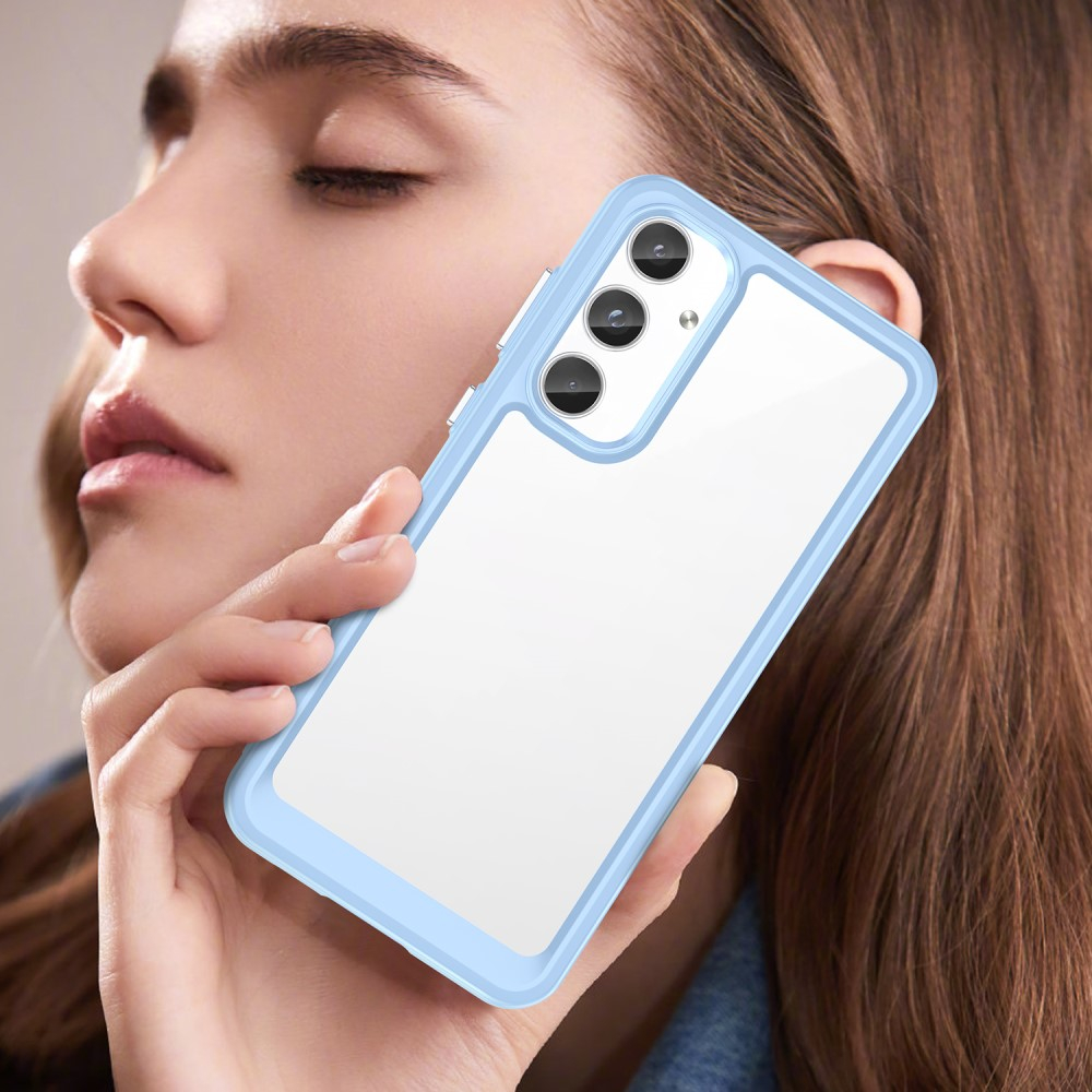 Samsung Galaxy A55 Hybrid Hülle TPU Bumper Acryl Rückseite - Transparent / Blau