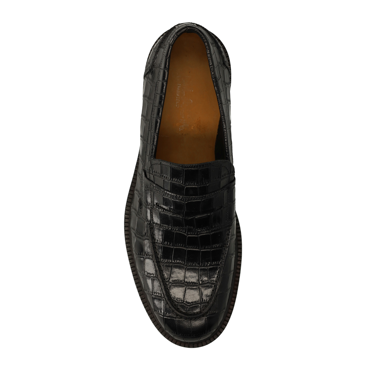 Zwarte leren croco loafers