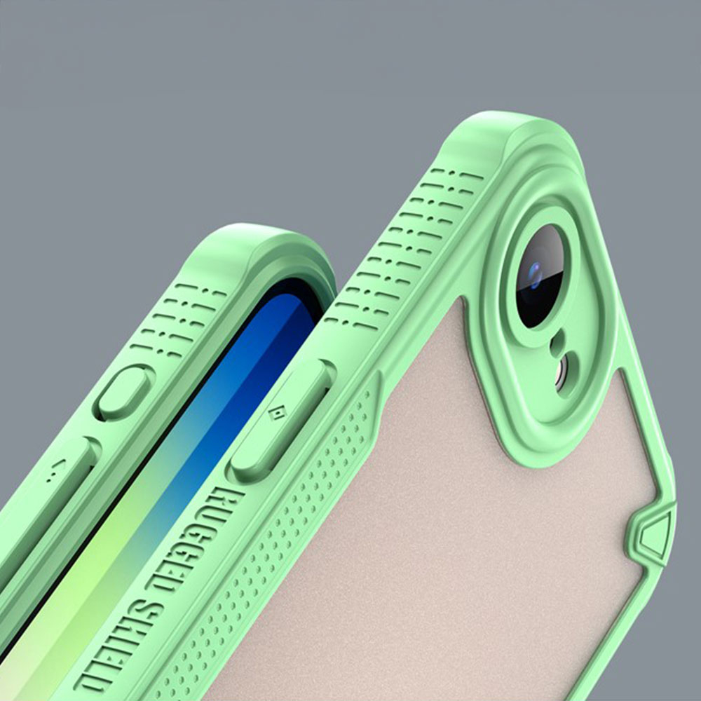 iPhone 16e Hybrid Bumper Hülle mit Air Cushion Fallschutz   Kameraschutz - Grün / Transparent (Matt)