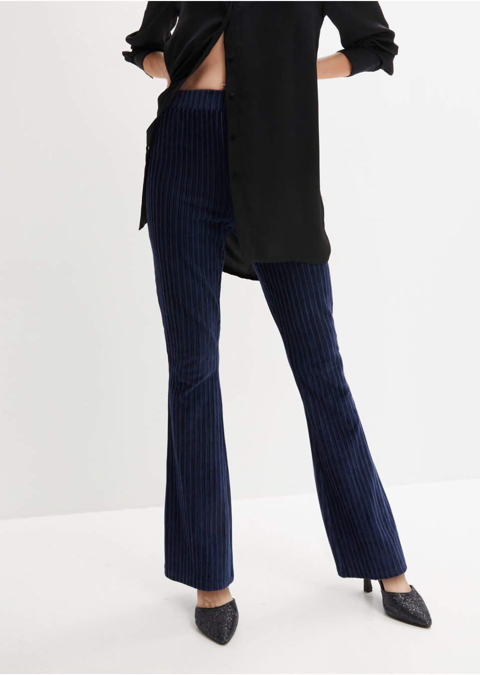 Pantalon évasé en velours