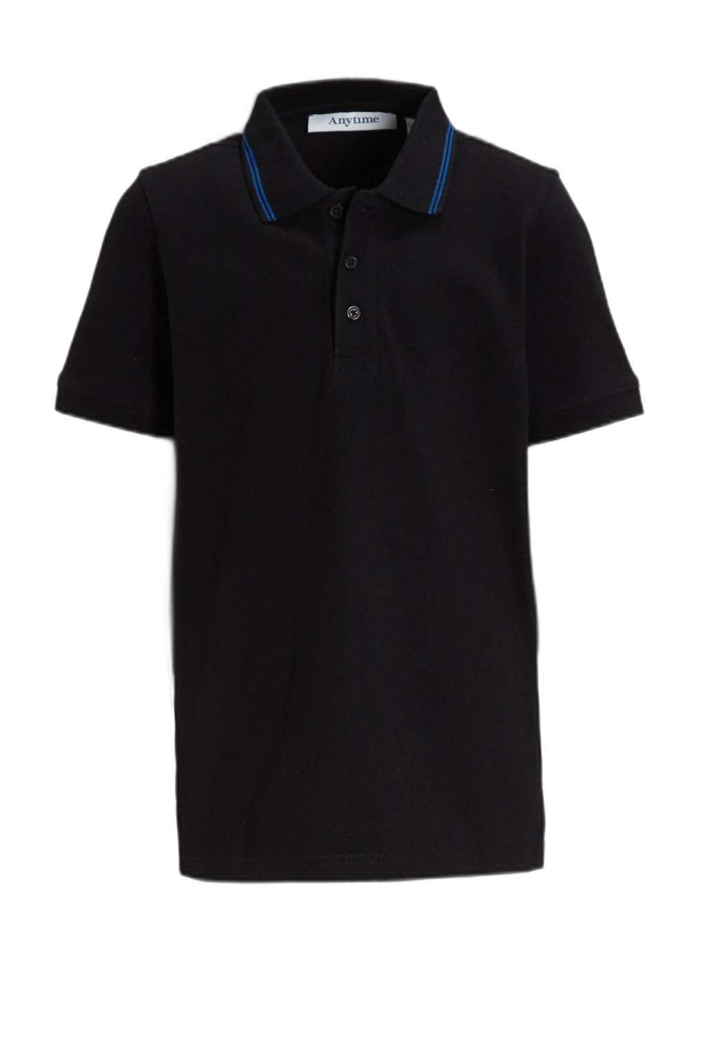 anytime piqué polo zwart/blauw