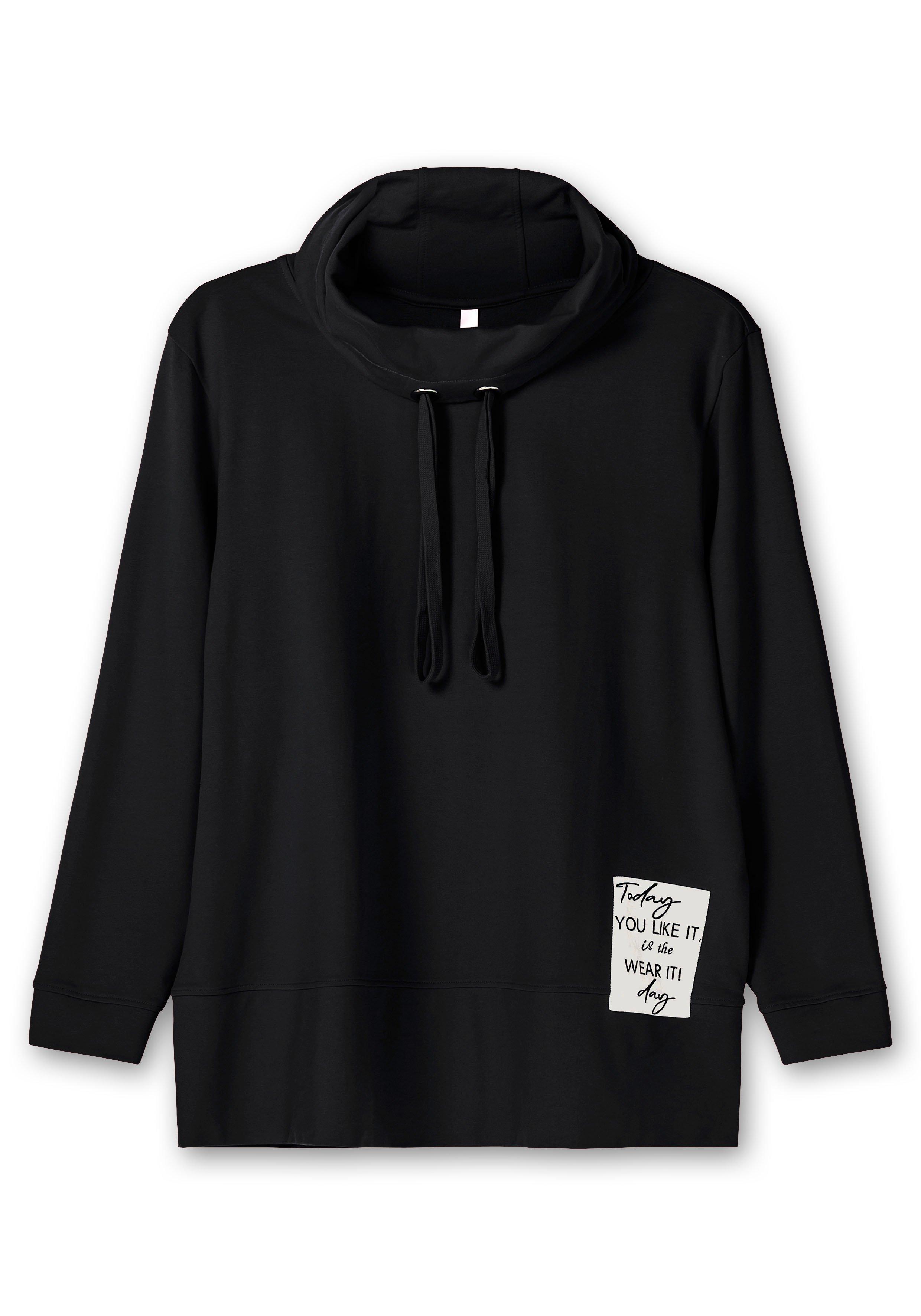 Sweatshirt mit Stehkragen und Applikation seitlich