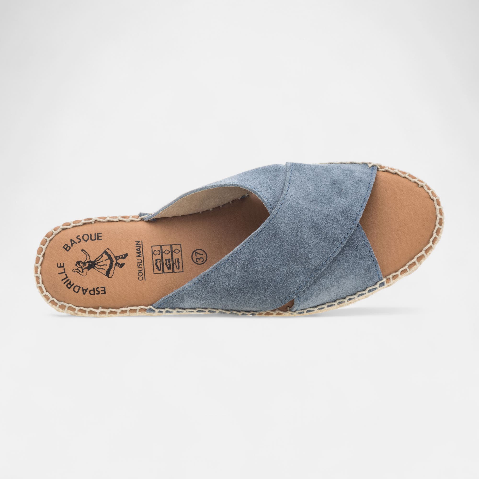 Mules Femme en cuir bleu
