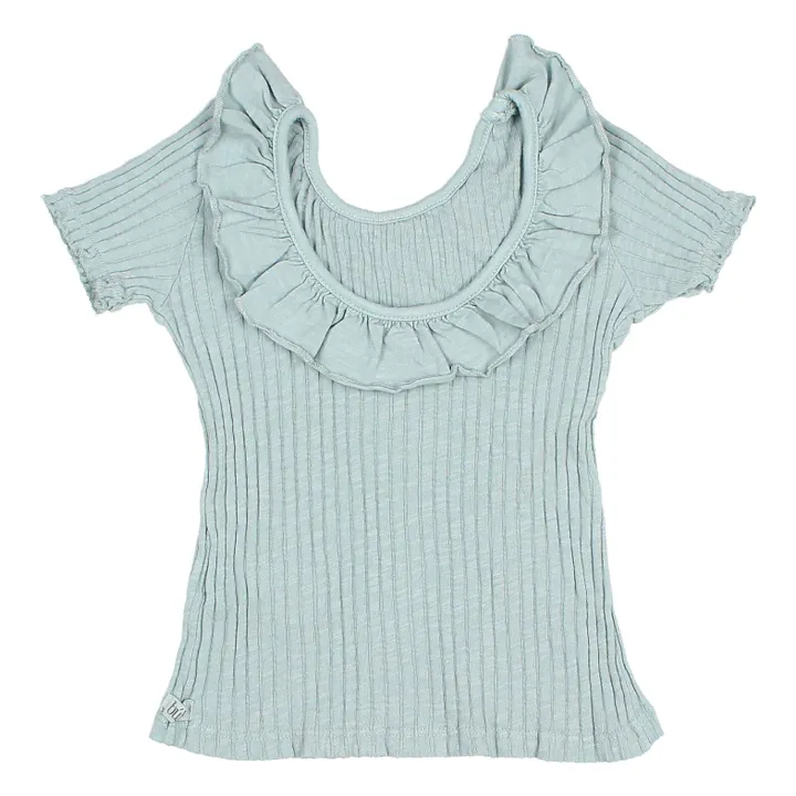 Búho T-shirt Volant Côtelé | Bleu