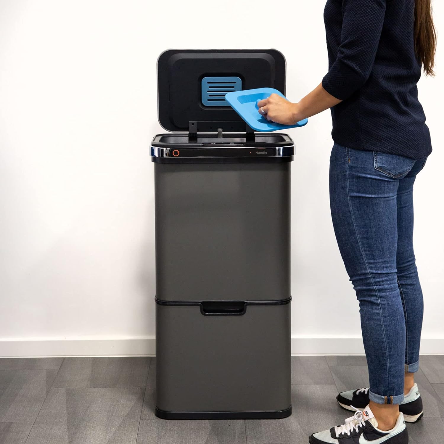 SVITA Sensor-Mülleimer 60L Aktivkohle- und Selbstreinigungs-Funktion Grau
