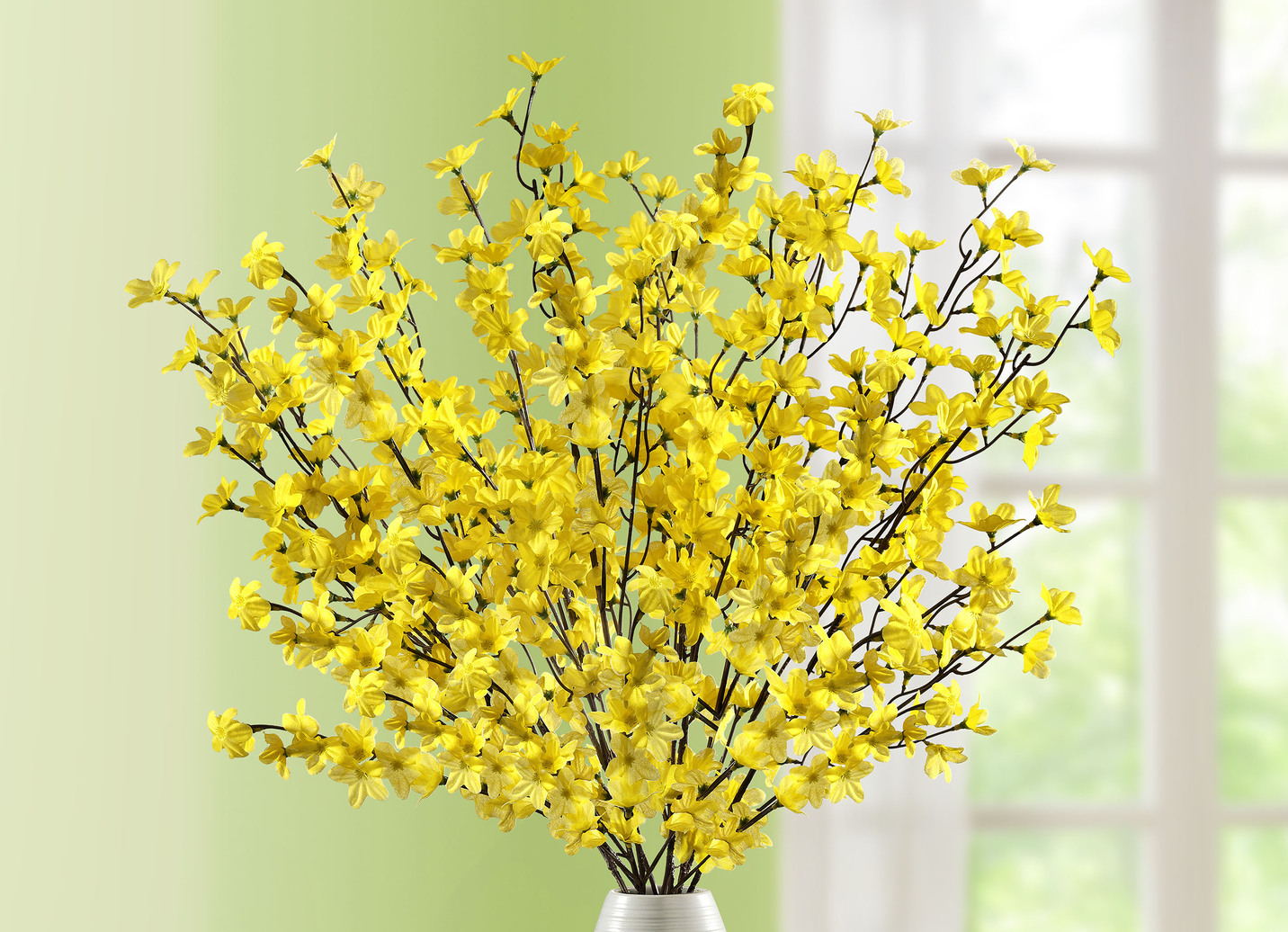 Täuschend echt aussehende Forsythienzweige, 5er-Set