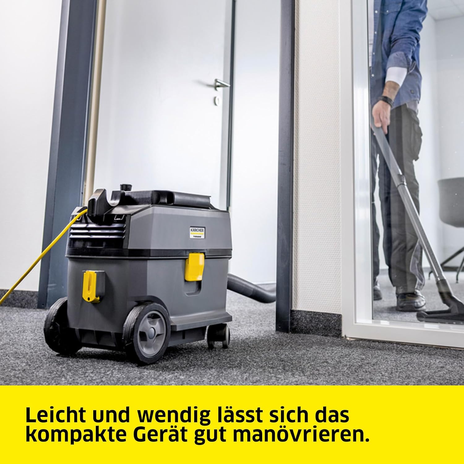 Kärcher Trockensauger T 10/1 ADV, für Textil- und Hartböden, Behälter (teilweise aus Rezyklat): 10 l, Leistung: 585 W, Schalldruckpegel: 52 db(A), Gewicht: 6,6 kg, Kabel: 12 m, Permanent-Filterkorb