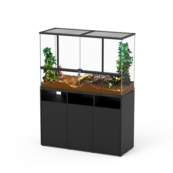 Terrarium et Meuble avec portes Noir L.118xP.45xH.75cm
