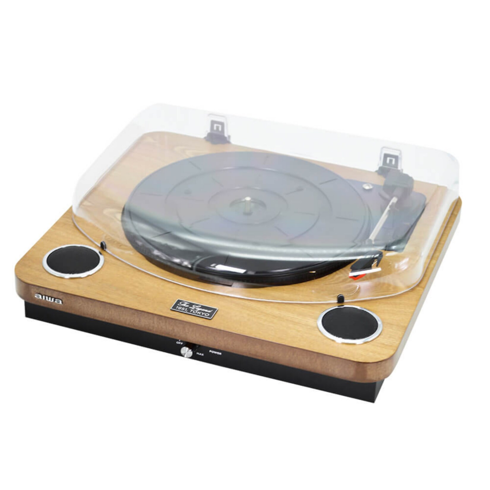Aiwa GBTUR-120WD Plattenspieler aus Holz, Bluetooth, 3 Geschwindigsstufen, Line-Out, FM-Radio