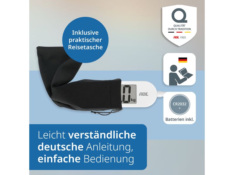 ADE Personenwaage Martha Weiss Digitale und faltbare Reisewaage