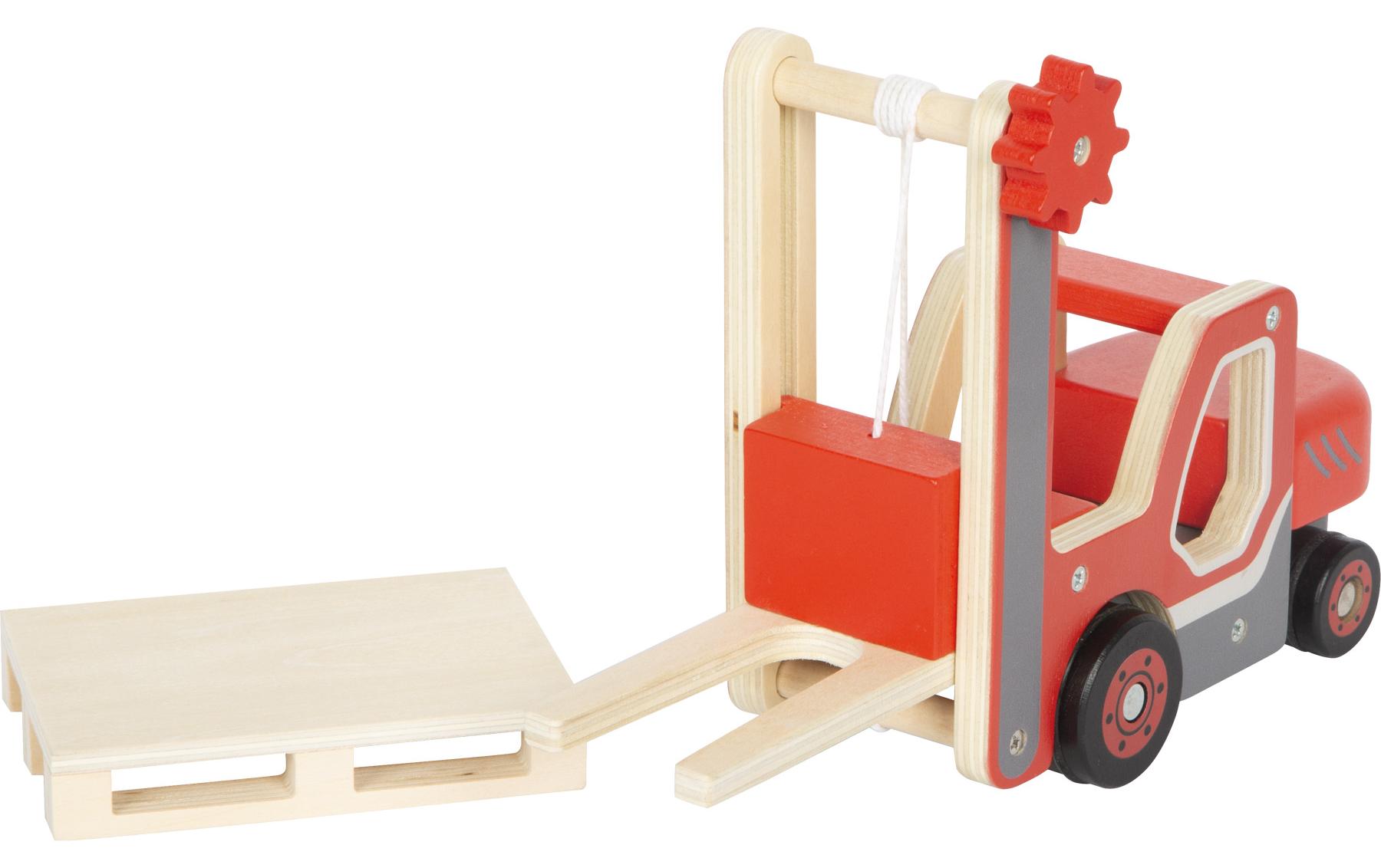 Gabelstapler mit PaletteStabiler Holz-Gabelstapler zum Spielen mit beweglicher Palette