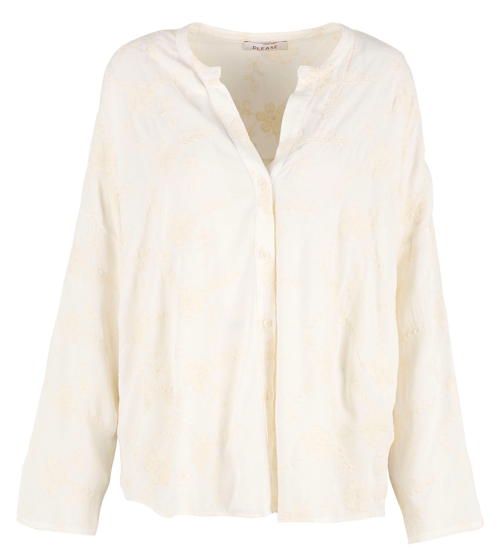Chemise col tunisien brodée | Blanc