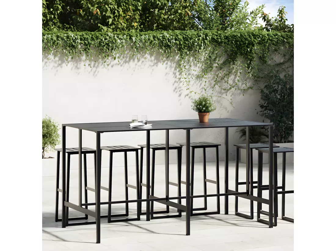 Prolenta Premium - Table de bar noir 200x100x110 cm acier enduit de poudre