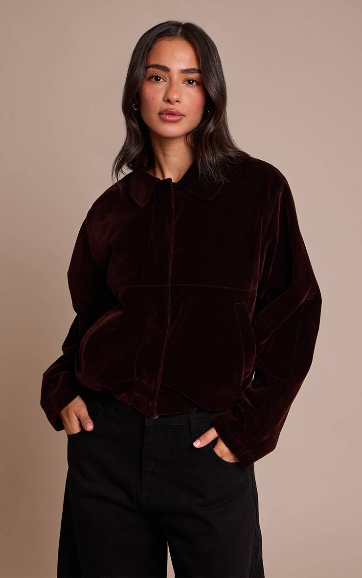 Chocolat Veste Bomber En Velours Petite