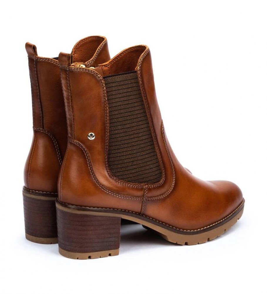 Botas de cano curto Pikolinos Llanes em couro cor camelo - Altura do salto: 6 cm -