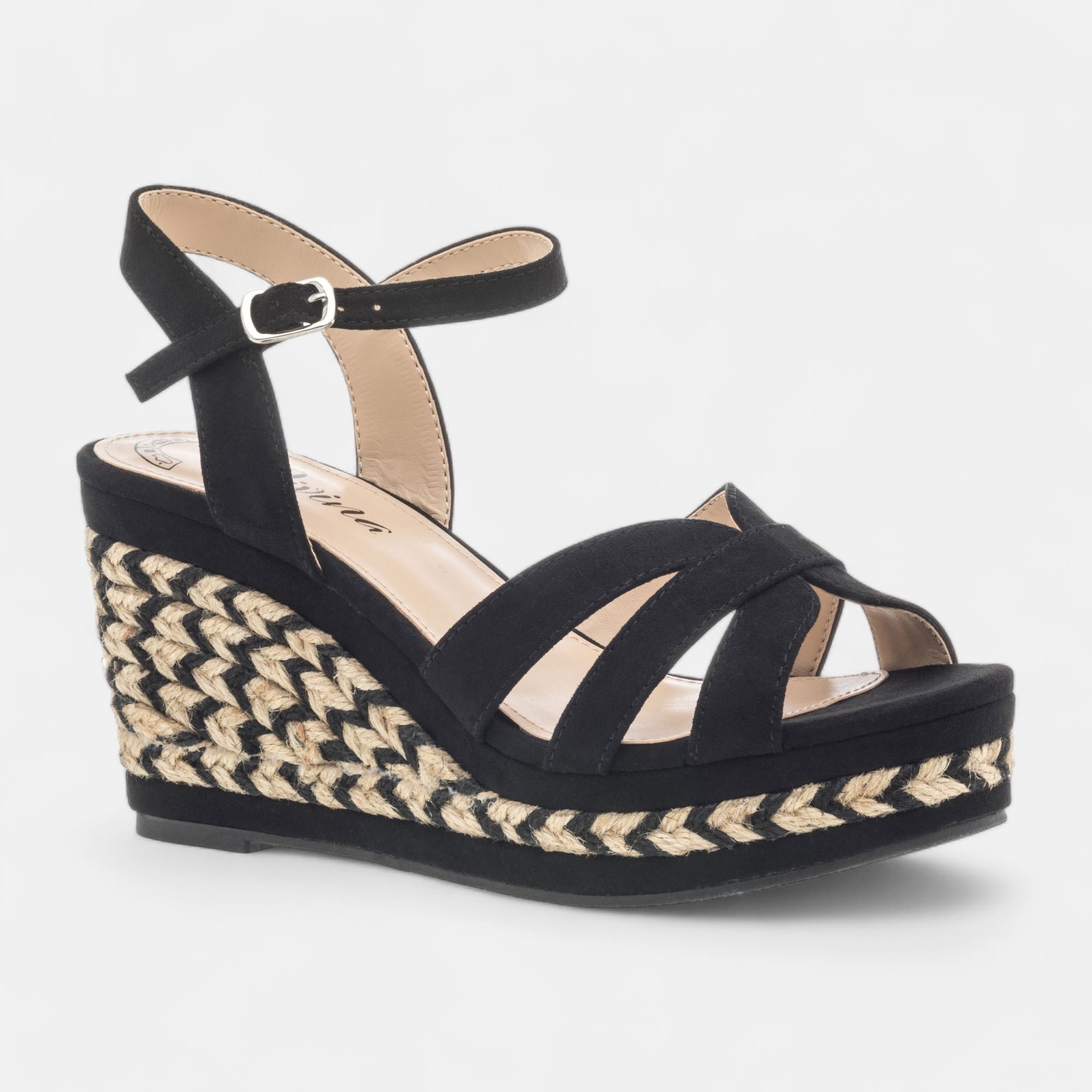 Sandales à talon compensé Femme noir
