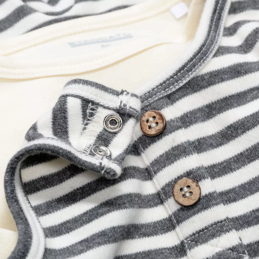 Staccato Strampler+Shirt graphit melange gestreift