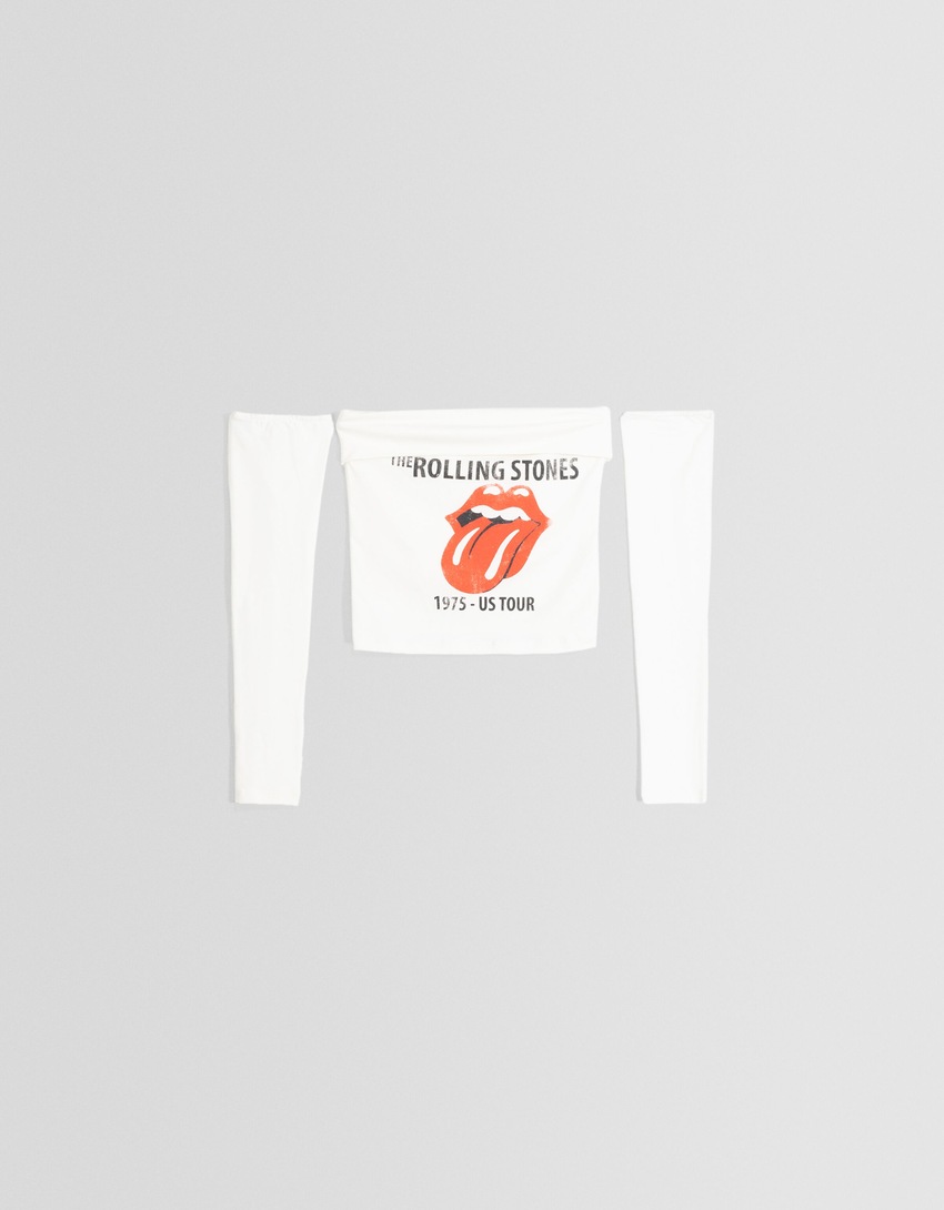 Camiseta de manga comprida com estampa dos Rolling Stones