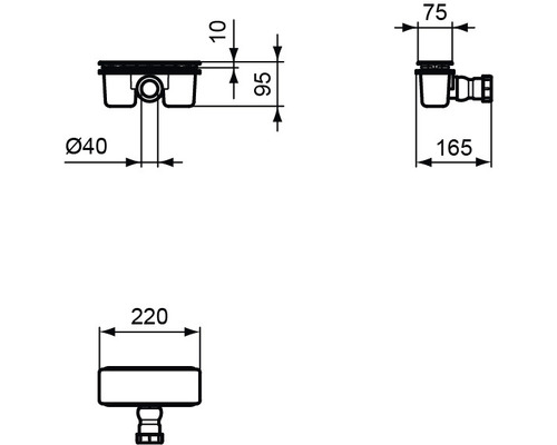 Ideal Standard Ultra Flat Nieuwe afvoerfitting 9,5 x 22,5 cm mat zwart T4493V3