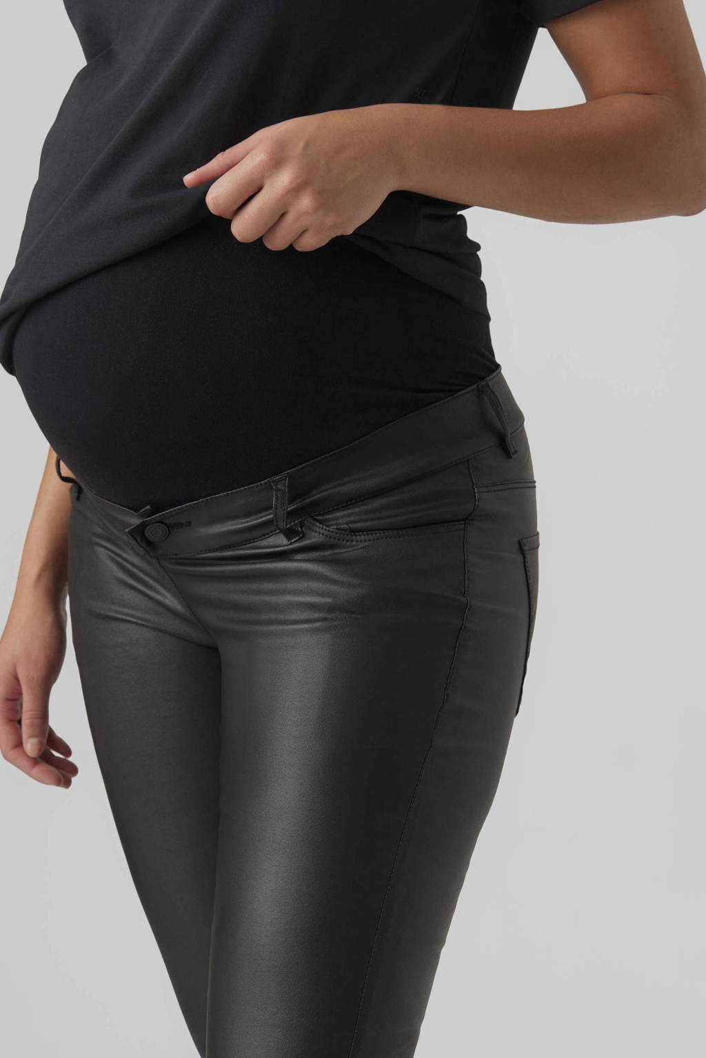 VERO MODA MATERNITY coated skinny zwangerschapsbroek zwart