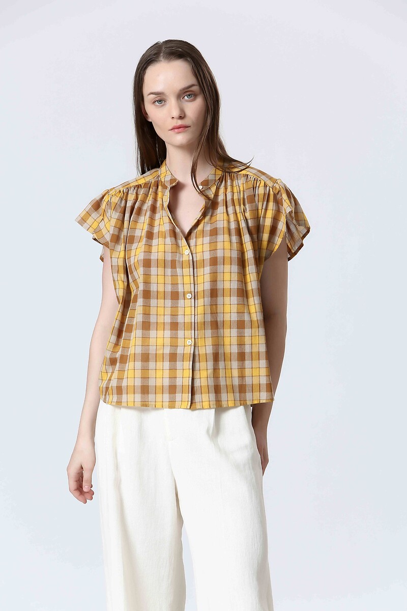ATÉ BREVE<br>Blusa xadrez de manga curta