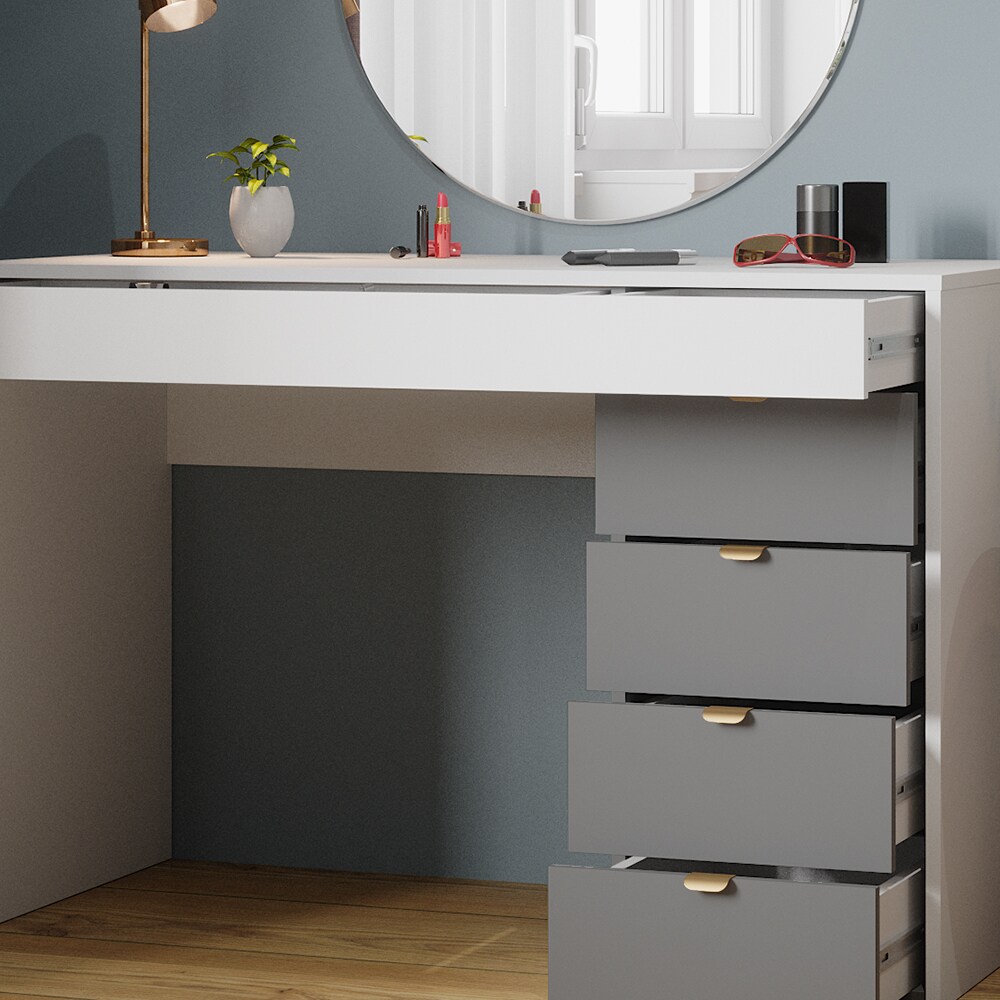 Vicco Schminktisch Elise Weiß Grau 115 x 76 cm modern Frisiertisch Schubladen