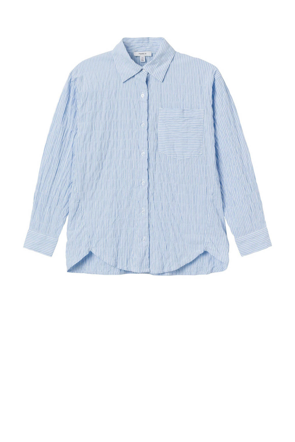 NAME IT gestreepte blouse NKFDUSTRIPES lichtblauw/wit