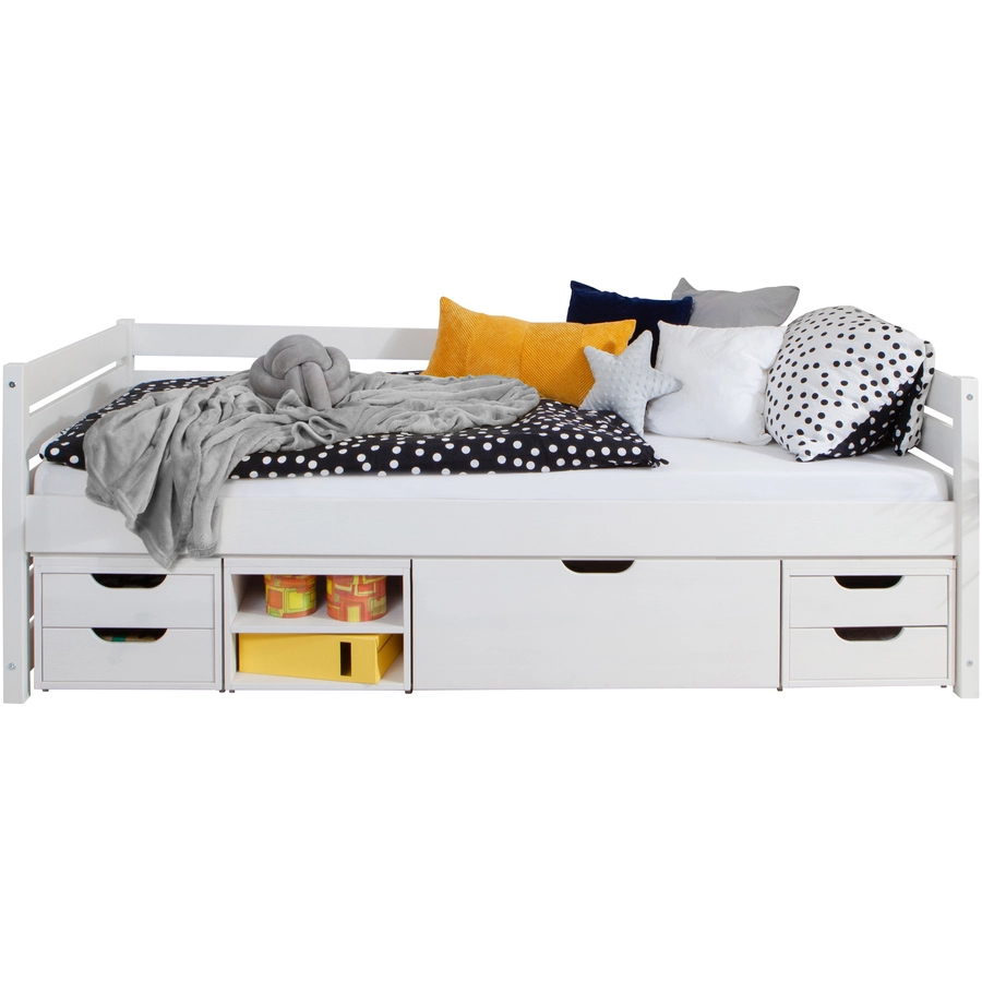 TICAA Sofabett Naomi inkl. Funktionsschubkästen, 90x200 Weiß