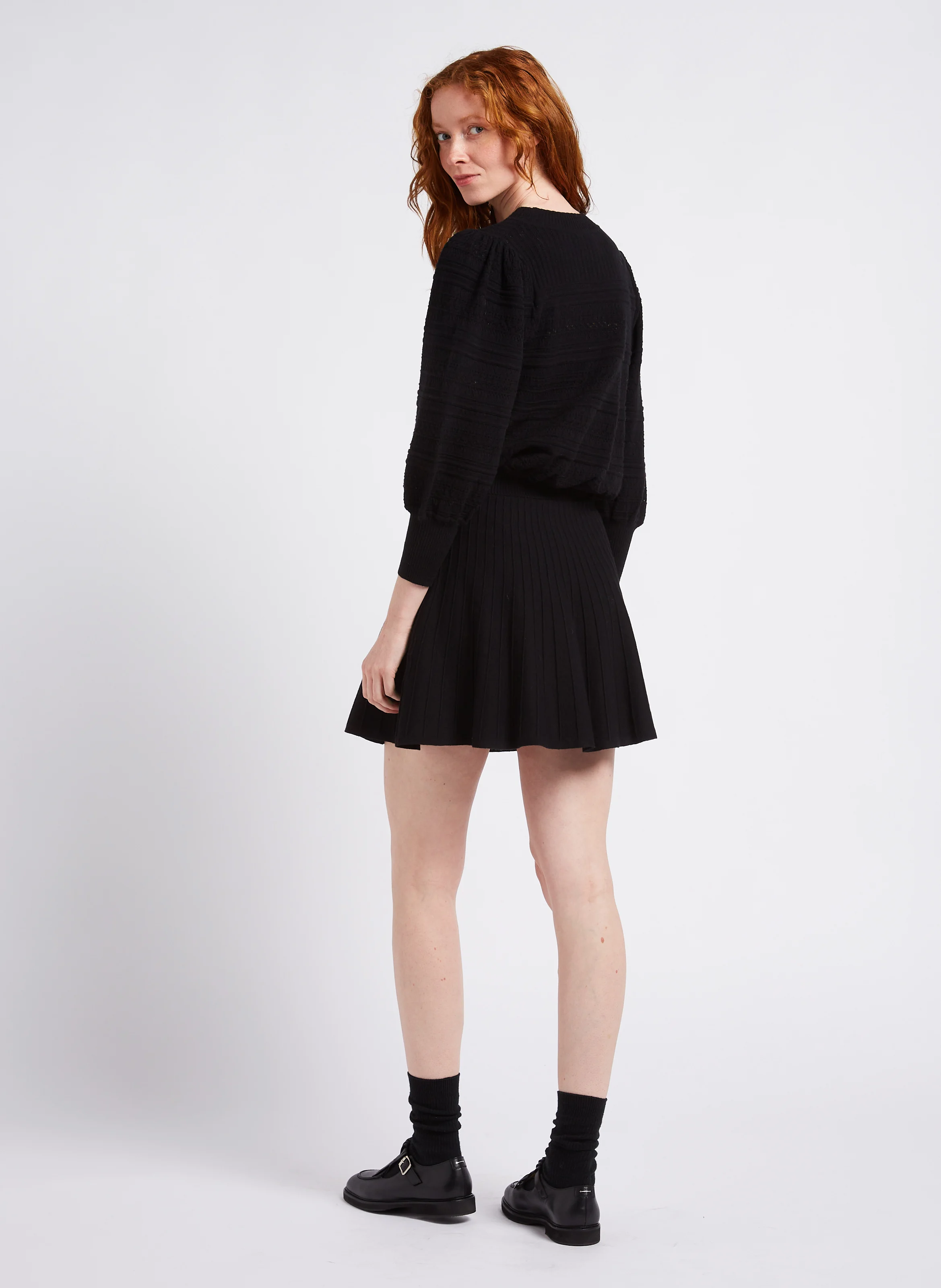 MILET - Pull col rond en maille ajourée| Noir
