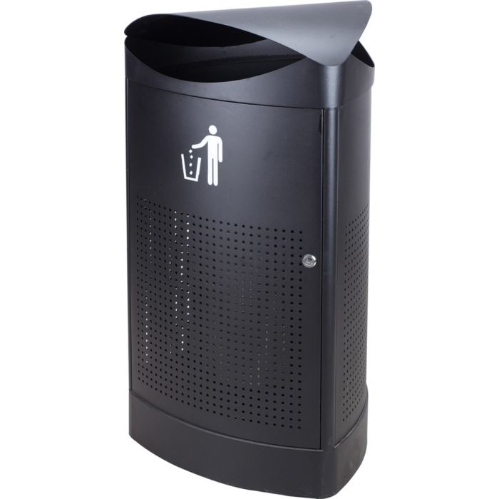 Driehoekige V part buitenafvalbak zwart 60 liter (VB667888)