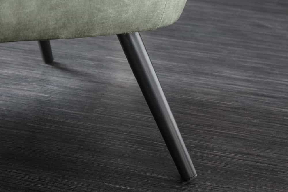 Design XL Sessel AMSTERDAM grün Samt schwarze Metallbeine Retro Stil