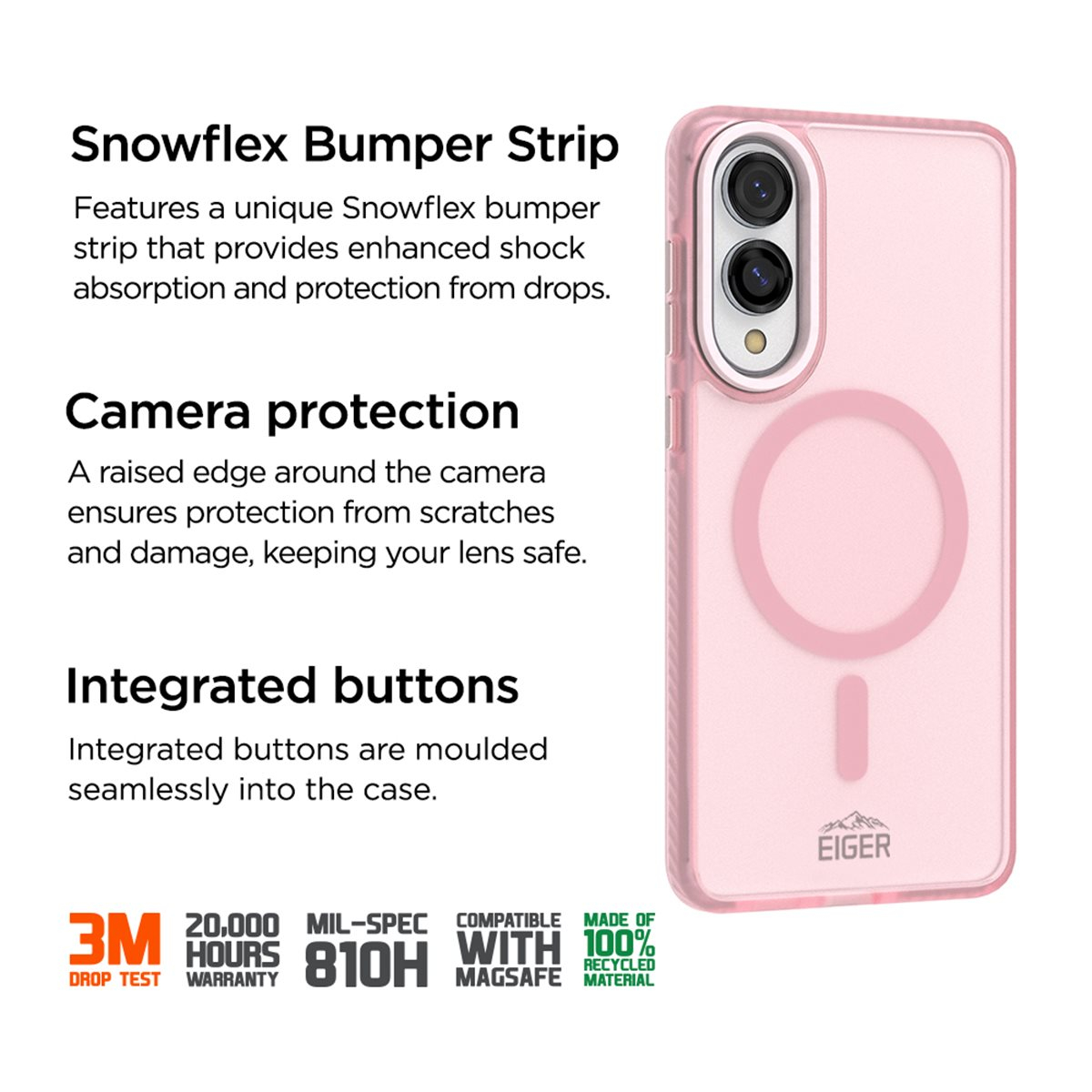 Samsung Galaxy S25 Edge Blizzard Case GRS Schutzhülle aus Recycelten Materialien MagSafe-Modul (EGCA00858) - Pink