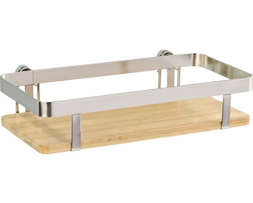 Universele plank Wenko Vacuum-Loc Premium + adapter zilver/bamboe