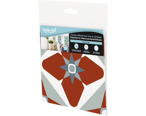Zelfklevende folie tegels Venilia Olea groen rood geel 15x15 cm 6 st.