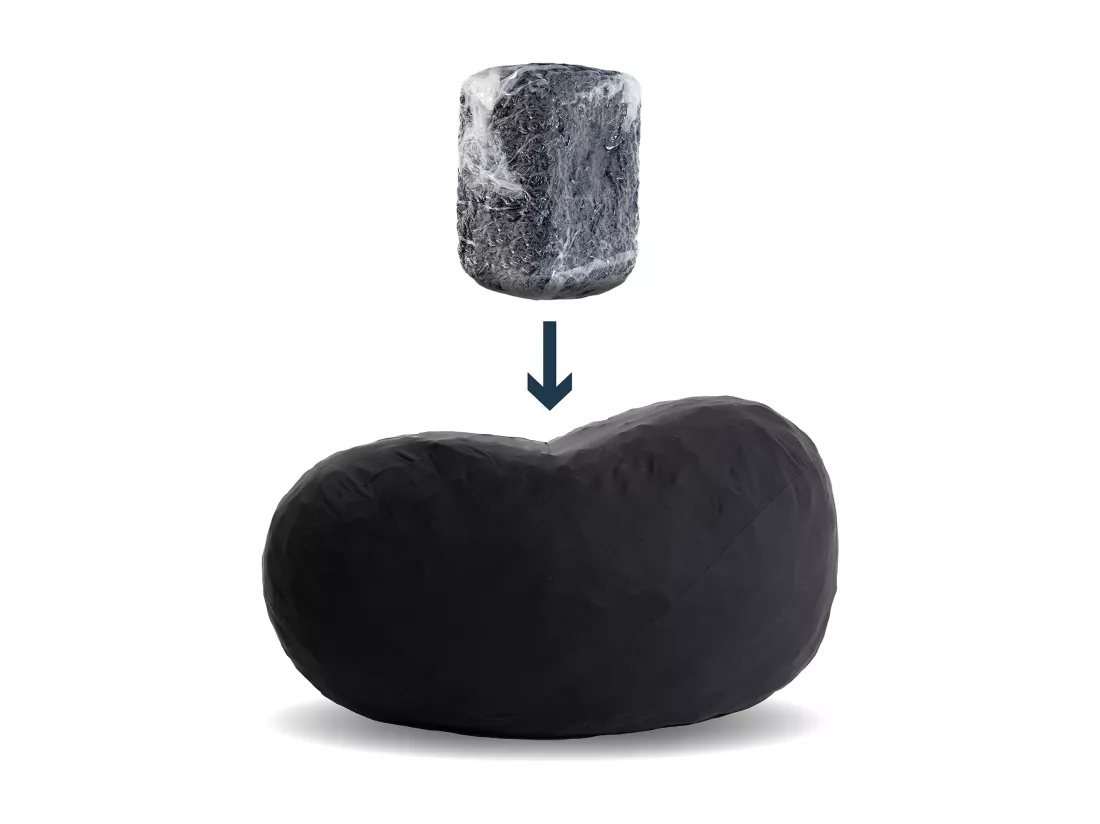 Pouf fauteuil géant en mousse expansible et velours côtelé gris - NIMBUS
