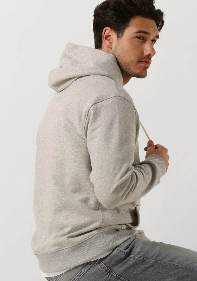 SCOTCH & SODA lichtgrijze scotch & soda sweater essential logo badge hoodie
