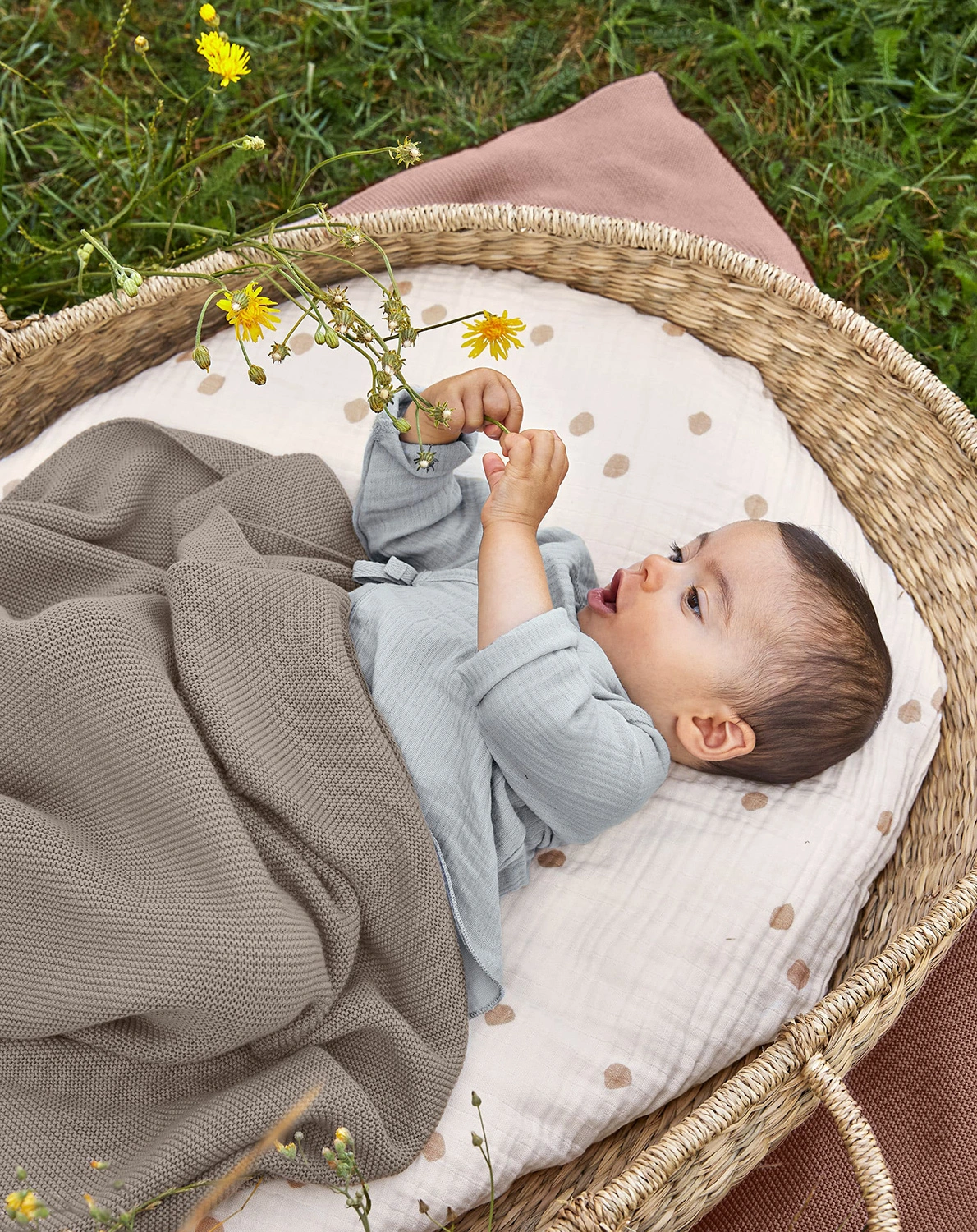 Babydecke FRIZZY (80x100) in stone