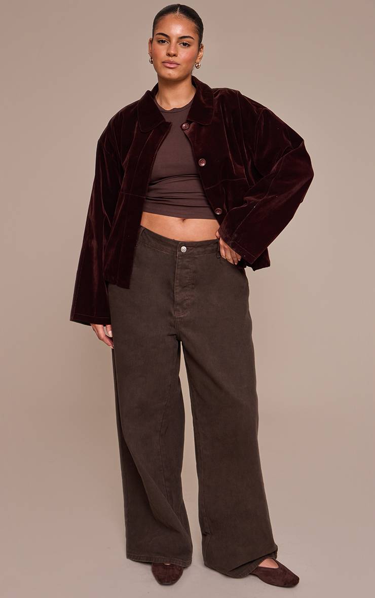 Chocolat Veste Bomber En Velours Grande Taille