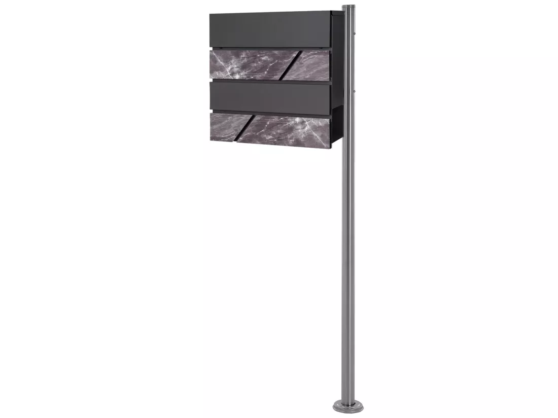 Boîte aux lettres avec support anthracite / noir aspect marbre ML-Design