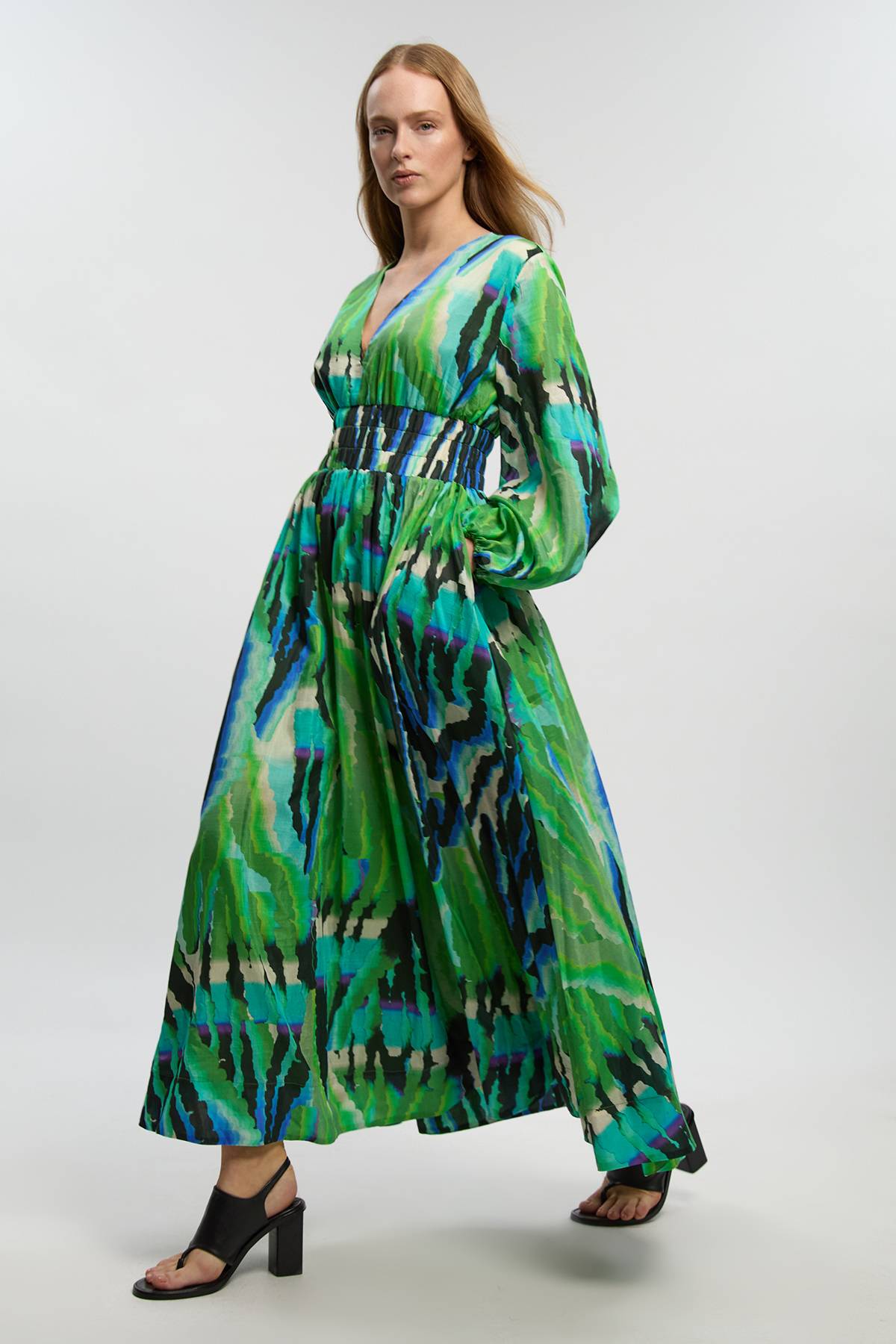 KarenMillen Robe Longue Décolletée En Soie Et Coton À Imprimé Animal